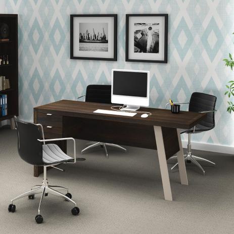 Mesa de Escritório 1,63m com 2 Gavetas Tecno Mobili - Tabaco/Fendi Menor preço em Mesa de Escritório 1,63m com 2 Gavetas Tecno Mobili - Tabaco/Fendi