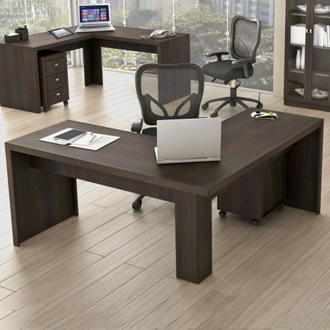 Mesa de Escritório Angular Me4116 Tabaco - Tecno mobili Menor preço em Mesa de Escritório Angular Me4116 Tabaco - Tecno mobili