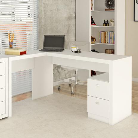 Mesa de Escritório em L 2 Gavetas ME4129 Tecno Mobili - Branco é boa?