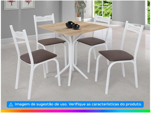 Mesa de Jantar 4 Cadeiras Quadrada – Branco e Marrom Ciplafe Clássica Ana