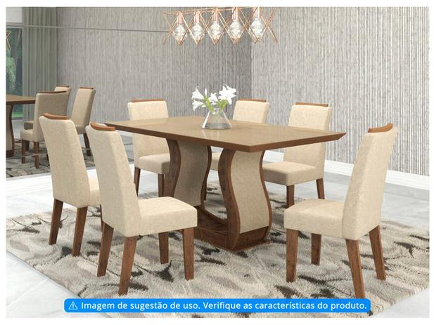 Mesa de Jantar 6 Cadeiras 6 Lugares Retangular – Tampo de Vidro Viero Móveis Valência