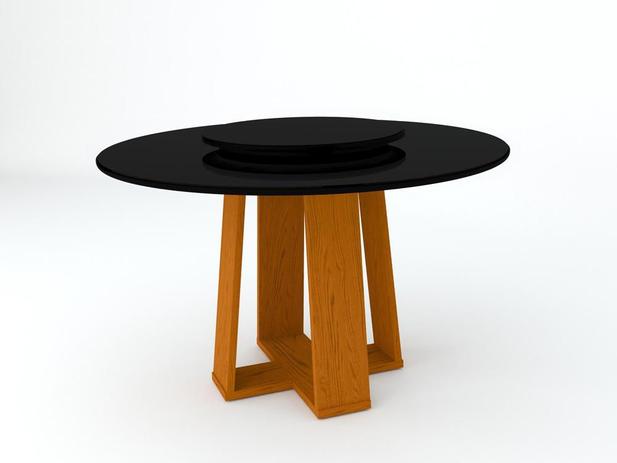 Mesa De Jantar Redonda Isabela 1,35M Com Tampo Giratório Ypê/Preto/Preto - New Ceval Menor preço em Mesa De Jantar Redonda Isabela 1,35M Com Tampo Giratório Ypê/Preto/Preto - New Ceval