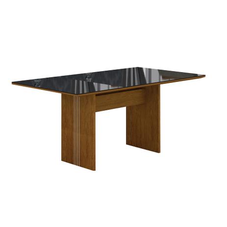 Mesa de Jantar Retangular Florença Imbuia Mel e Preta 160 cm - Leifer Menor preço em Mesa de Jantar Retangular Florença Imbuia Mel e Preta 160 cm - Leifer