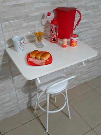 Mesa De Parede Dobrável 60x41 Suporte Branco Canto arredondados - Virtude móveis Menor preço em Mesa De Parede Dobrável 60x41 Suporte Branco Canto arredondados - Virtude móveis