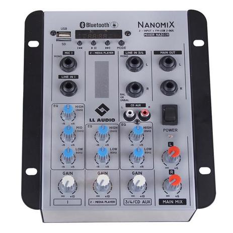 Mesa De Som Nanomix Bluetooth 4W 2 Canais NA302RBT LL Áudio Menor preço em Mesa De Som Nanomix Bluetooth 4W 2 Canais NA302RBT LL Áudio