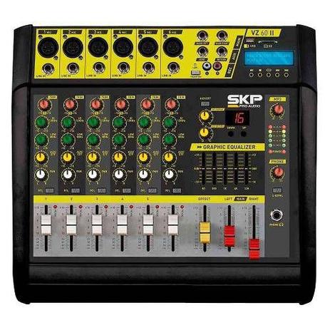 Mesa De Som Skp Vz-60aII Amplificada 6 Canais 400w Com Mp3 Entrada Usb Com Efeitos Menor preço em Mesa De Som Skp Vz-60aII Amplificada 6 Canais 400w Com Mp3 Entrada Usb Com Efeitos