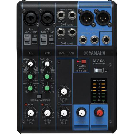 Mesa de Som Yamaha 6 Canais MG-06 Menor preço em Mesa de Som Yamaha 6 Canais MG-06