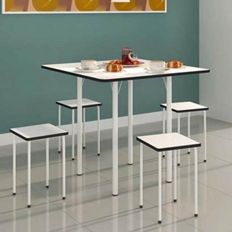 Mesa dobrável para cozinha com banquetas Mesa dobrável para cozinha com banquetas