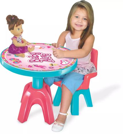 Mesa E Cadeira Infantil Baby Alive Boneca Original Lider Menor preço em Mesa E Cadeira Infantil Baby Alive Boneca Original Lider