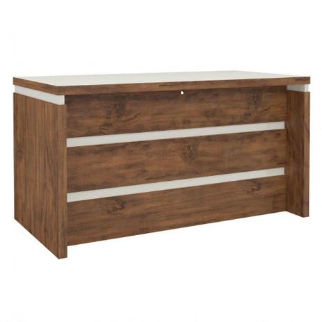 Mesa Escritório 135cm c/tampo de vidro TC145V Nobre/OffWhite Dalla Costa Menor preço em Mesa Escritório 135cm c/tampo de vidro TC145V Nobre/OffWhite Dalla Costa
