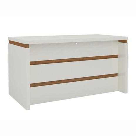 Mesa Escritório 135cm c/tampo de vidro TC145V Off White/Freijó Dalla Costa Menor preço em Mesa Escritório 135cm c/tampo de vidro TC145V Off White/Freijó Dalla Costa