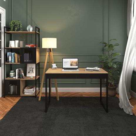 Mesa Escritório Escrivaninha Golia Madeira Com Preto 2 Gavetas 120x50cm - E-LED BRASIL Menor preço em Mesa Escritório Escrivaninha Golia Madeira Com Preto 2 Gavetas 120x50cm - E-LED BRASIL