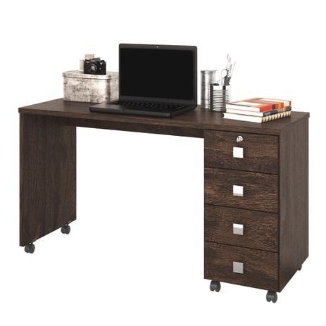 Mesa Escrivaninha Computador Dubai 4 Gavetas Noce - Lukaliam Menor preço em Mesa Escrivaninha Computador Dubai 4 Gavetas Noce - Lukaliam