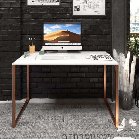Mesa Escrivaninha Escritório Branco com Cobre Industrial Office 120 cm - E-LED BRASIL Menor preço em Mesa Escrivaninha Escritório Branco com Cobre Industrial Office 120 cm - E-LED BRASIL