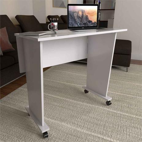 Mesa Escrivaninha Home Office Multiuso Dobrável Com Rodízio Branco - Panorama Móveis Menor preço em Mesa Escrivaninha Home Office Multiuso Dobrável Com Rodízio Branco - Panorama Móveis