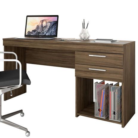 Mesa Escrivaninha Office 2 Gavetas Nogal Notável Móveis Menor preço em Mesa Escrivaninha Office 2 Gavetas Nogal Notável Móveis
