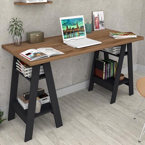 Mesa Escrivaninha Self 4 Prateleiras Castanho/preto - Appunto Menor preço em Mesa Escrivaninha Self 4 Prateleiras Castanho/preto - Appunto