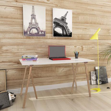 Menor preço em Mesa Escrivaninha Tampo Cavalete Trio Uvim Branco/Mel