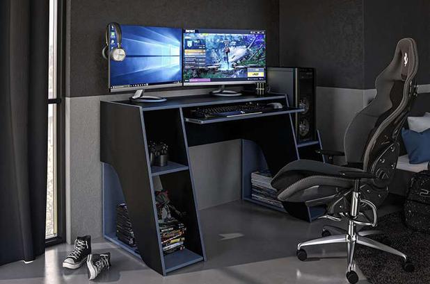 Mesa gamer kyoto mdp preto uv tex/azul vel bp borda azul - Politorno Menor preço em Mesa gamer kyoto mdp preto uv tex/azul vel bp borda azul - Politorno