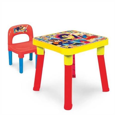 Mesa Infantil Mesinha Super Hero Girls Didatica Com Cadeira - Monte libano Menor preço em Mesa Infantil Mesinha Super Hero Girls Didatica Com Cadeira - Monte libano