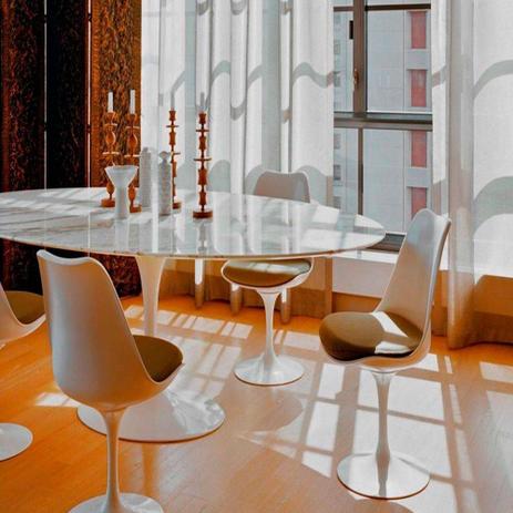 Mesa Jantar Oval Saarinen Mármore Carrara 198x122x73 - Decorafast Menor preço em Mesa Jantar Oval Saarinen Mármore Carrara 198x122x73 - Decorafast