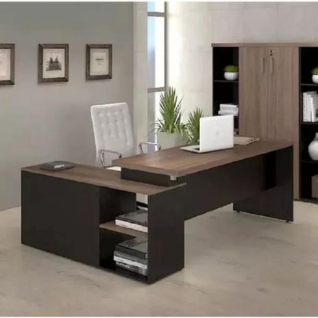 Mesa L Diretor Escritório 170x150 Marrom Preta C/ Tampo - Gebb Work é boa?