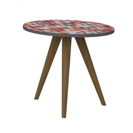 Menor preço em Mesa Lateral 41,5cm Retrô Be Mobiliário Espresso/Estampa Vermelha