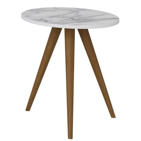 Mesa Lateral Alta Para Sala de Estar Retrô Branco Carrara - Be Mobiliário Menor preço em Mesa Lateral Alta Para Sala de Estar Retrô Branco Carrara - Be Mobiliário