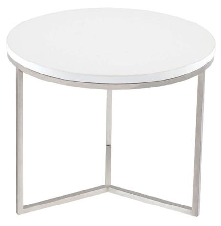 Mesa Lateral Angy Inox Com Laca Branco - 22985 - Sun house Menor preço em Mesa Lateral Angy Inox Com Laca Branco - 22985 - Sun house