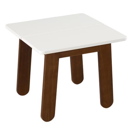 Mesa Lateral Baixa Paleta Nogal e Branco - Maxima Menor preço em Mesa Lateral Baixa Paleta Nogal e Branco - Maxima