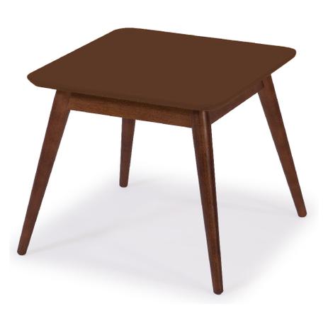 Mesa Lateral Básica com Tampo Chocolate Laqueado e Estrutura Madeira Maciça - Casatema Menor preço em Mesa Lateral Básica com Tampo Chocolate Laqueado e Estrutura Madeira Maciça - Casatema