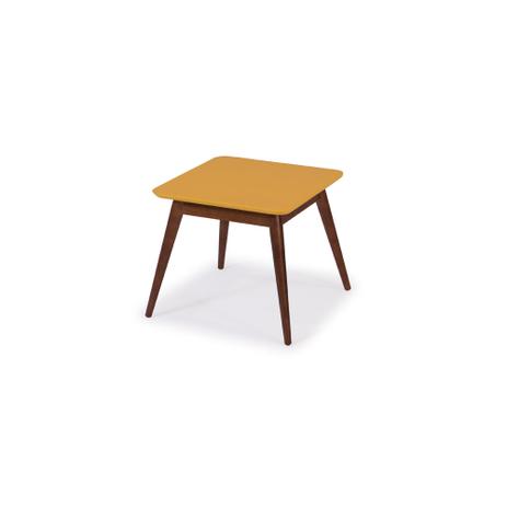 Mesa Lateral Básica com Tampo Laranja Laqueado e Estrutura Madeira Maciça - Casatema Menor preço em Mesa Lateral Básica com Tampo Laranja Laqueado e Estrutura Madeira Maciça - Casatema