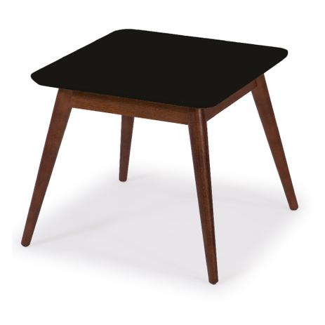 Mesa Lateral Básica com Tampo Preto Laqueado e Estrutura Madeira Maciça - Casatema Menor preço em Mesa Lateral Básica com Tampo Preto Laqueado e Estrutura Madeira Maciça - Casatema