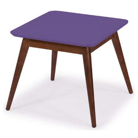 Mesa Lateral Básica com Tampo Roxo Laqueado e Estrutura Madeira Maciça - Casatema Menor preço em Mesa Lateral Básica com Tampo Roxo Laqueado e Estrutura Madeira Maciça - Casatema