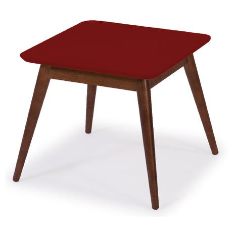 Mesa Lateral Básica com Tampo Vermelho Bordô Laqueado e Estrutura Madeira Maciça - Casatema Menor preço em Mesa Lateral Básica com Tampo Vermelho Bordô Laqueado e Estrutura Madeira Maciça - Casatema