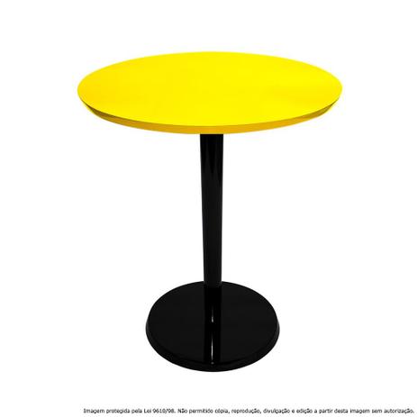 Mesa Lateral de Canto Decorativa Monopé Pequena Laqueada Preta e Amarela - Lubrano Decor Menor preço em Mesa Lateral de Canto Decorativa Monopé Pequena Laqueada Preta e Amarela - Lubrano Decor