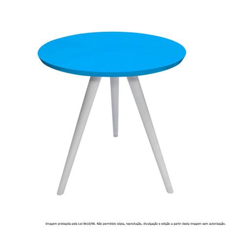 Mesa Lateral de Canto Tripé Pequena Laqueada Branca e Azul Turquesa - Lubrano decor Menor preço em Mesa Lateral de Canto Tripé Pequena Laqueada Branca e Azul Turquesa - Lubrano decor