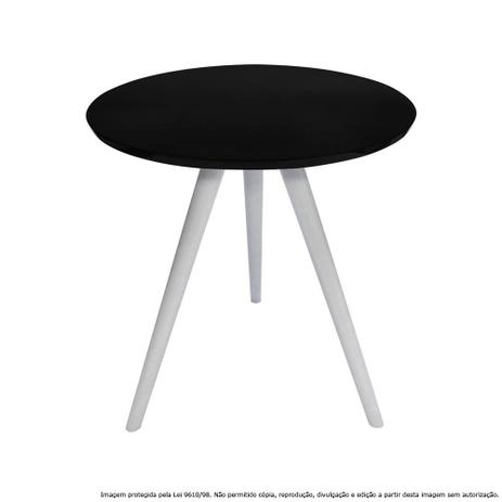 Mesa Lateral de Canto Tripé Pequena Laqueada Branca e Preta - Lubrano decor Menor preço em Mesa Lateral de Canto Tripé Pequena Laqueada Branca e Preta - Lubrano decor