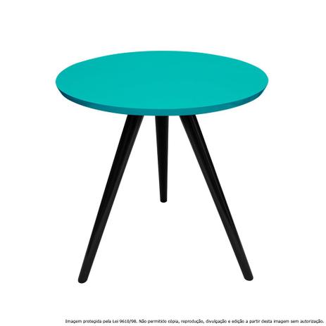 Mesa Lateral de Canto Tripé Pequena Laqueada Preta e Azul Tiffany - Lubrano decor Menor preço em Mesa Lateral de Canto Tripé Pequena Laqueada Preta e Azul Tiffany - Lubrano decor