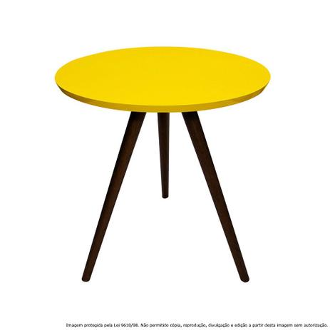 Mesa Lateral de Canto Tripé Pequena Laqueada Tabaco e Amarela - Lubrano decor é ruim? Mesa Lateral de Canto Tripé Pequena Laqueada Tabaco e Amarela - Lubrano decor é boa?