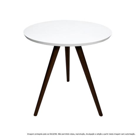 Mesa Lateral de Canto Tripé Pequena Laqueada Tabaco e Branca - Lubrano decor é ruim? Mesa Lateral de Canto Tripé Pequena Laqueada Tabaco e Branca - Lubrano decor é boa?
