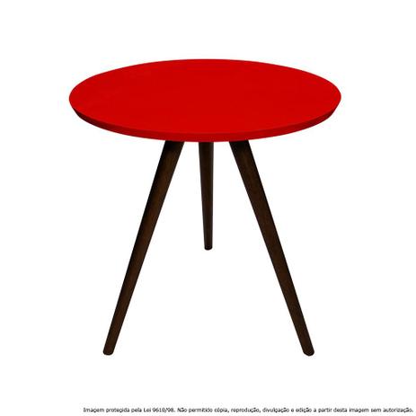 Mesa Lateral de Canto Tripé Pequena Laqueada Tabaco e Vermelha - Lubrano decor é ruim? Mesa Lateral de Canto Tripé Pequena Laqueada Tabaco e Vermelha - Lubrano decor é boa?