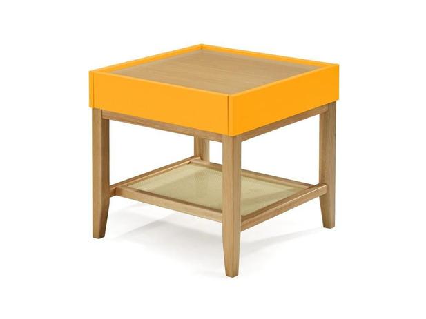 Mesa Lateral Duo Natural e Amarelo - Máxima Menor preço em Mesa Lateral Duo Natural e Amarelo - Máxima