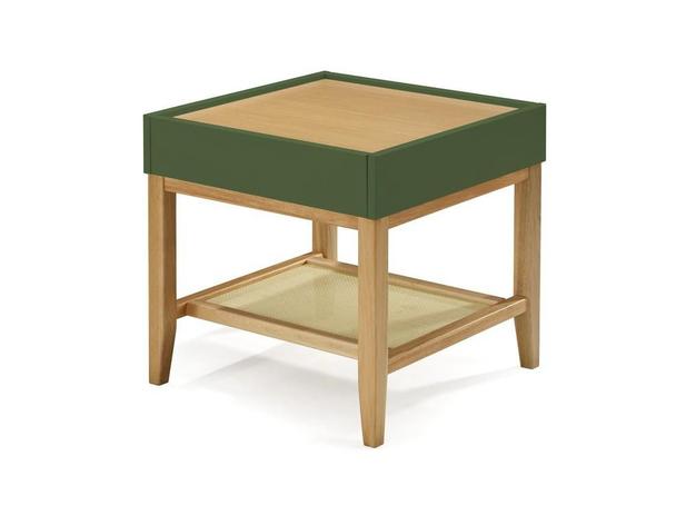 Mesa Lateral Duo Natural e Verde Musgo - Máxima Menor preço em Mesa Lateral Duo Natural e Verde Musgo - Máxima