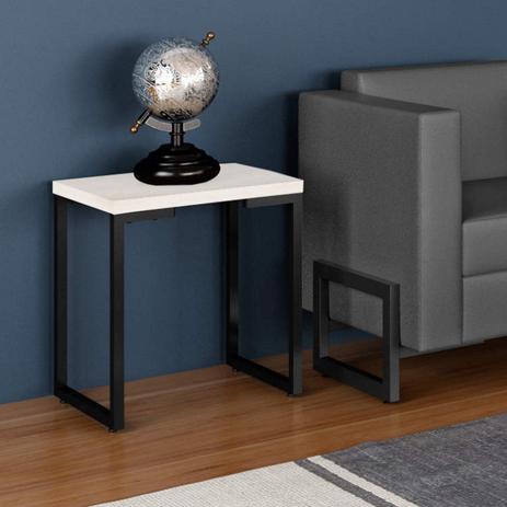 Mesa Lateral Porto Siena Móveis Branco/Preto Menor preço em Mesa Lateral Porto Siena Móveis Branco/Preto