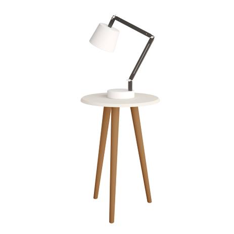 Mesa Lateral Redonda Brilhante Off White - Bechara Menor preço em Mesa Lateral Redonda Brilhante Off White - Bechara