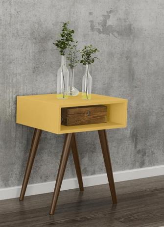 Mesa Lateral Retrô Amarelo - Móvel bento Menor preço em Mesa Lateral Retrô Amarelo - Móvel bento