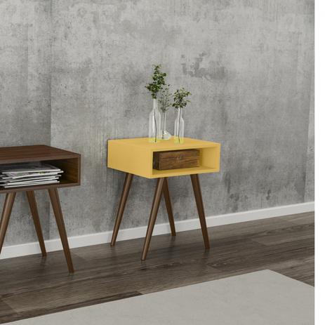 Mesa Lateral Retrô RT 3025 Movelbento Amarelo Menor preço em Mesa Lateral Retrô RT 3025 Movelbento Amarelo