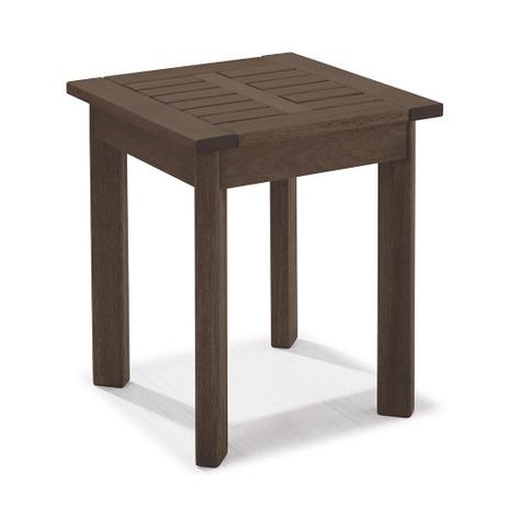 Mesa Lateral Ripada para Áreas Externas em Madeira Eucalipto - Maior Durabilidade - Nogueira - Casatema Menor preço em Mesa Lateral Ripada para Áreas Externas em Madeira Eucalipto - Maior Durabilidade - Nogueira - Casatema
