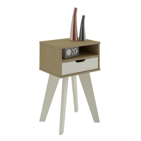 Mesa Lateral Vip 1 Gv Mescla e Off White - Artely Menor preço em Mesa Lateral Vip 1 Gv Mescla e Off White - Artely